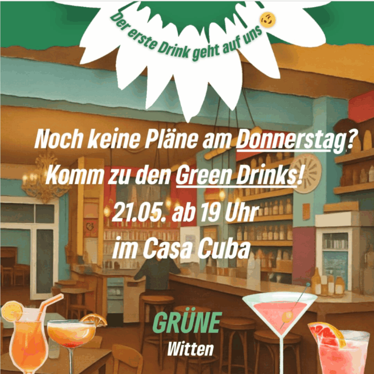 GreenDrinks am 21. Mai 2026 um 19 Uhr